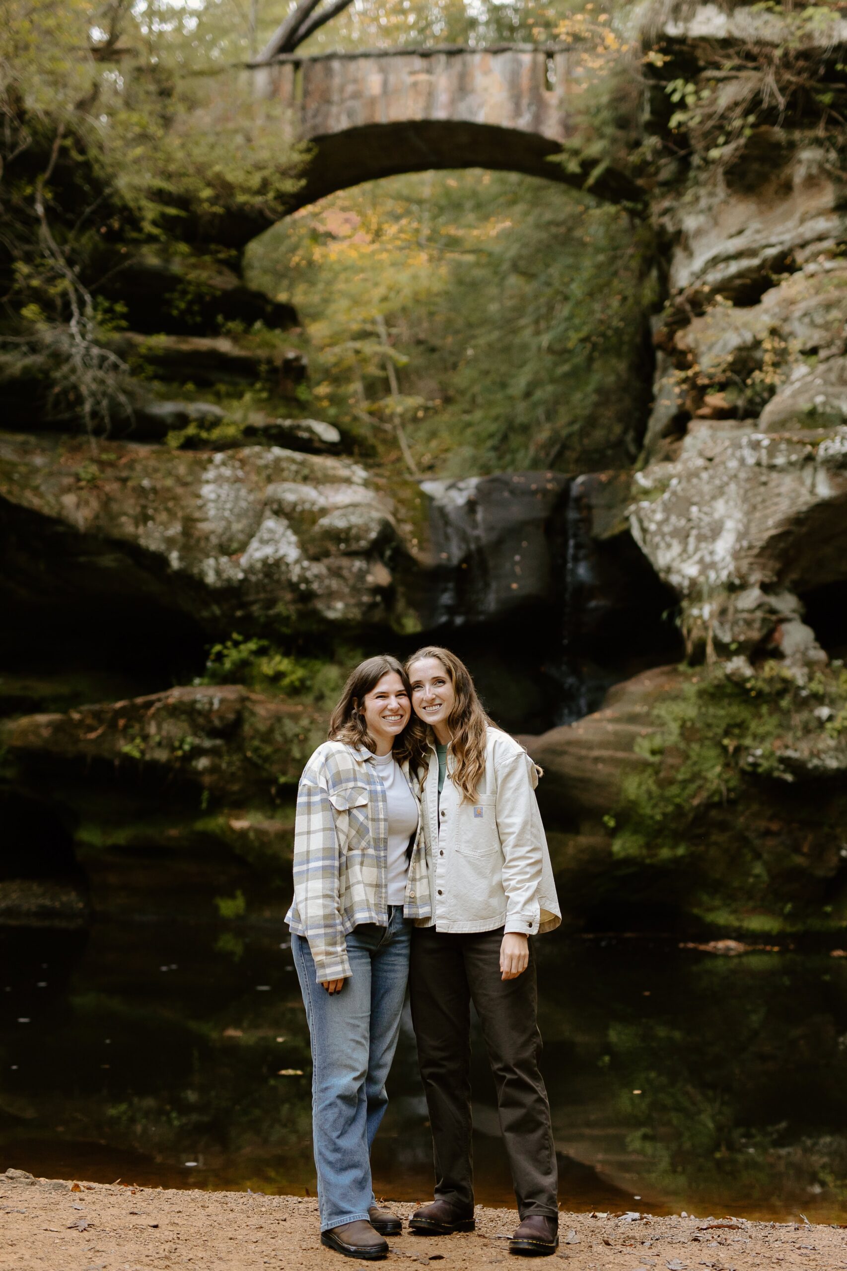 Hocking hills engagement photos at upper falls